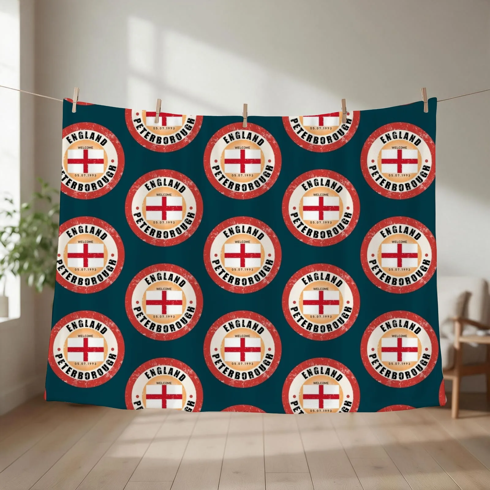 Peterborough Passport Stamp England United Kingdom Passport Stamp Throw Blanket