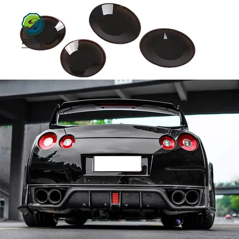 

ABHY-Car Tail Light Shade Rear Brake Light Signal Lamp Indicator Protection Cover Smoked Black ABS For Nissan GTR R35 2008-2016