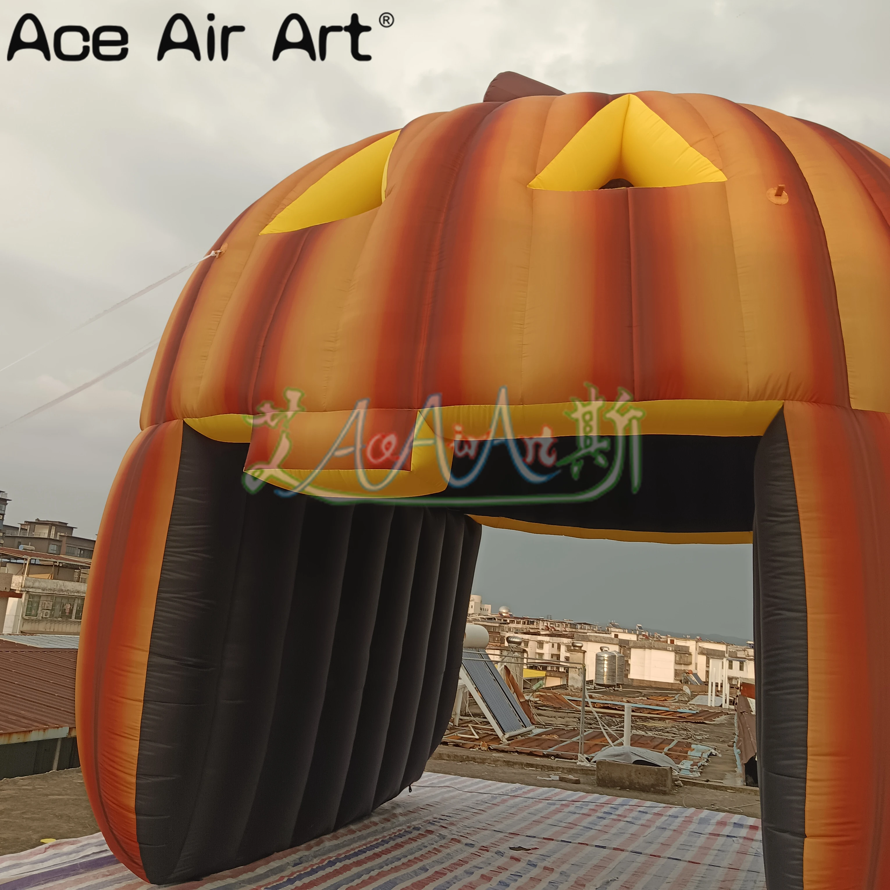 5.6m×6m Personalized Giant Outdoor Halloween Inflatable Pumpkin Tunnel For Festival Event Supplies Props Made By Ace Air Art