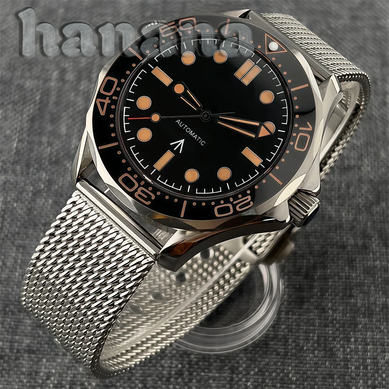 41mm men's watch dome shaped sapphire glass NH35A Miyota PT5000 movement stainless steel mesh strap rotating bezel ceramic bezel
