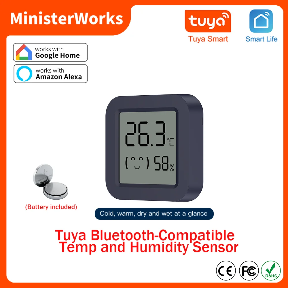 Smart Tuya Bluetooth-Compatible Home Temperature And Humidity Sensor Work With Google Assistant For Indoor Thermometer Kit