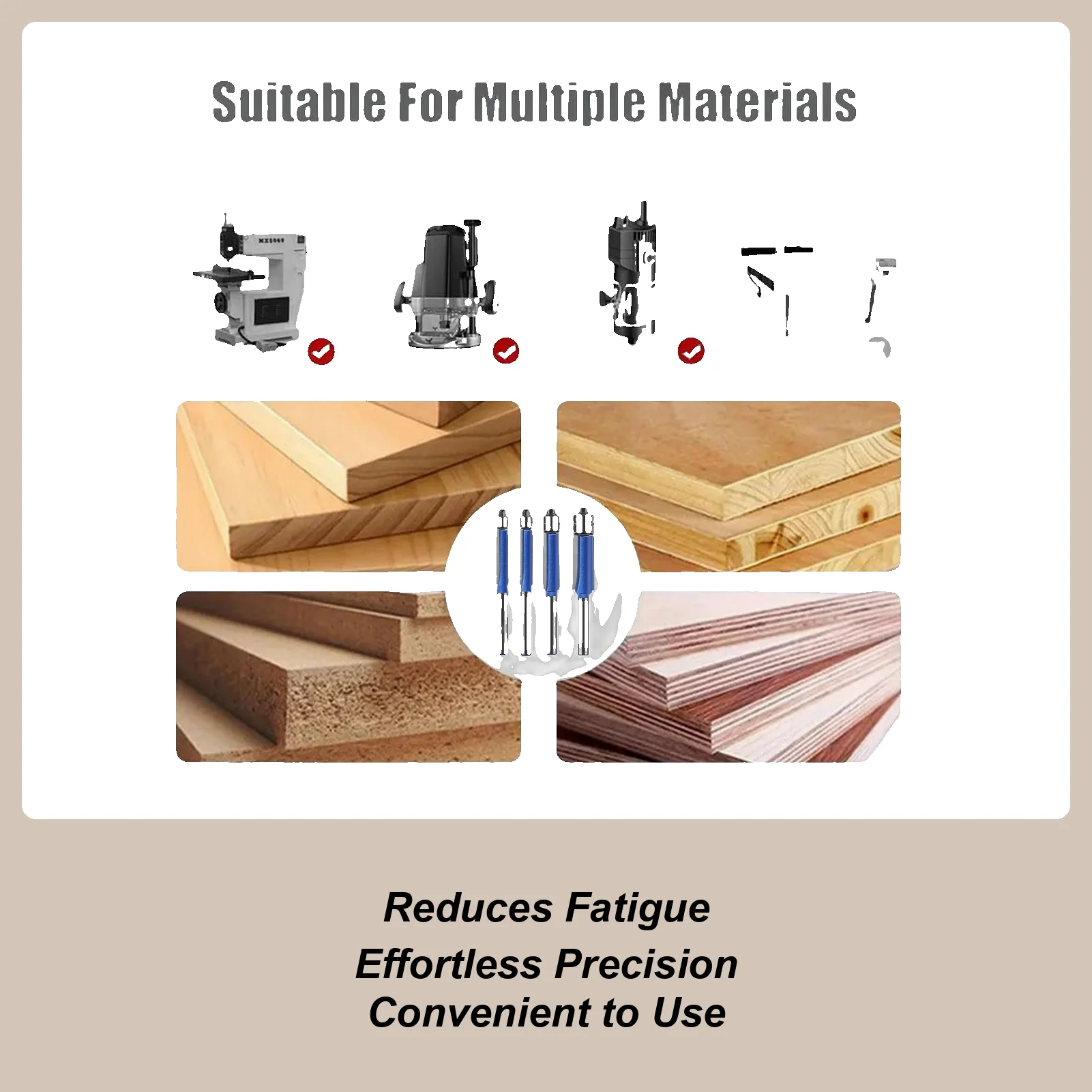 

Flush Trim Router Bit Precise Trimming 4 Piece Tool Trim Router Bits For Laminate Woodworking Plywood Surfacing Door