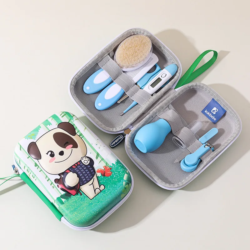 Wholesale maternal & baby supplies: 8-in-1 kids thermometer care set with EVA bag,nasal aspirator&nail clippers—safe, practical!