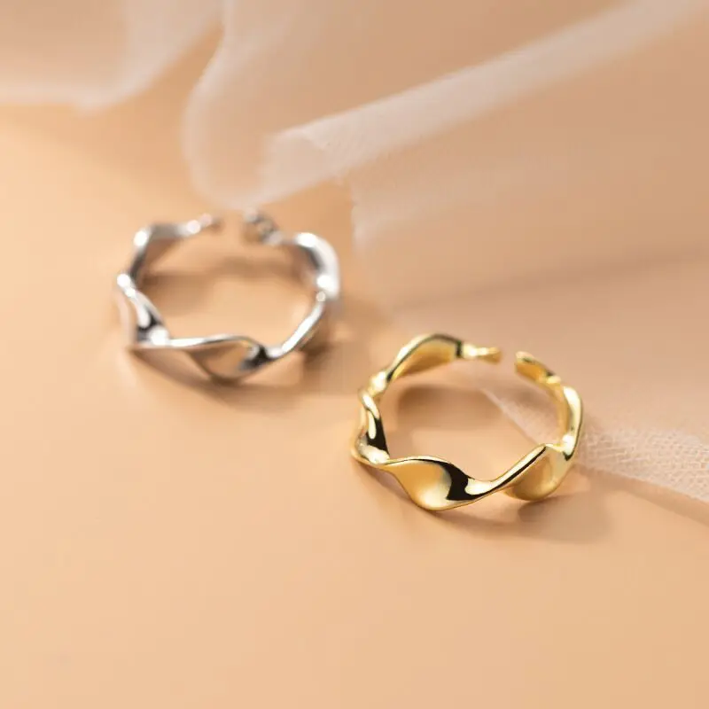 New in 925 Sterling Silver Wave Adjustable Rings For Women Wedding Engagement Aesthetic Luxury Jewelry Accessories Argent 925