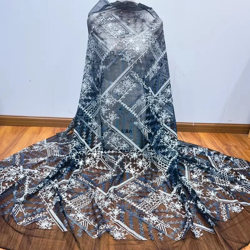 

1 yard sequin embroidery soft lace fabric Designer customized wedding dress cheongsam fabrics for clothing