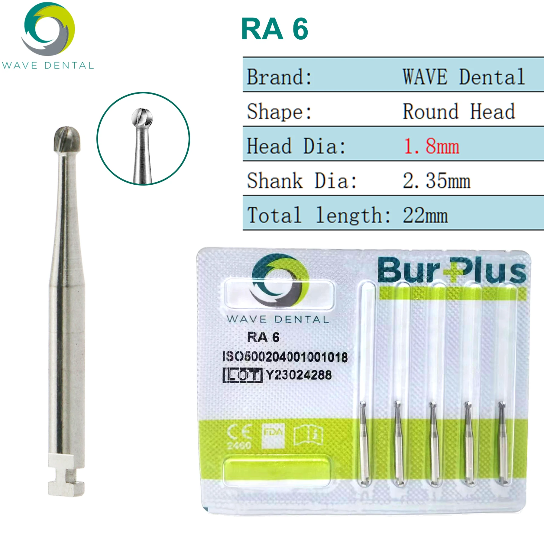 WAVE Tandheelkundige Burs Wolfraamcarbide Lage Snelheid Bur Tandheelkundige Aardbeien RA Ronde Bal Hoofd Tandheelkunde Boor Voor Tandarts 5 stks/pak
