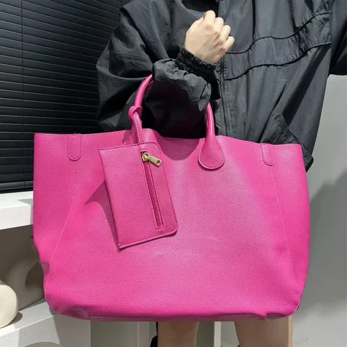 Imagen 2 del producto Bolso de mano de gran tamaño de cuero vegano a la moda para mujer con gran capacidad, bolso de compras simple y versátil