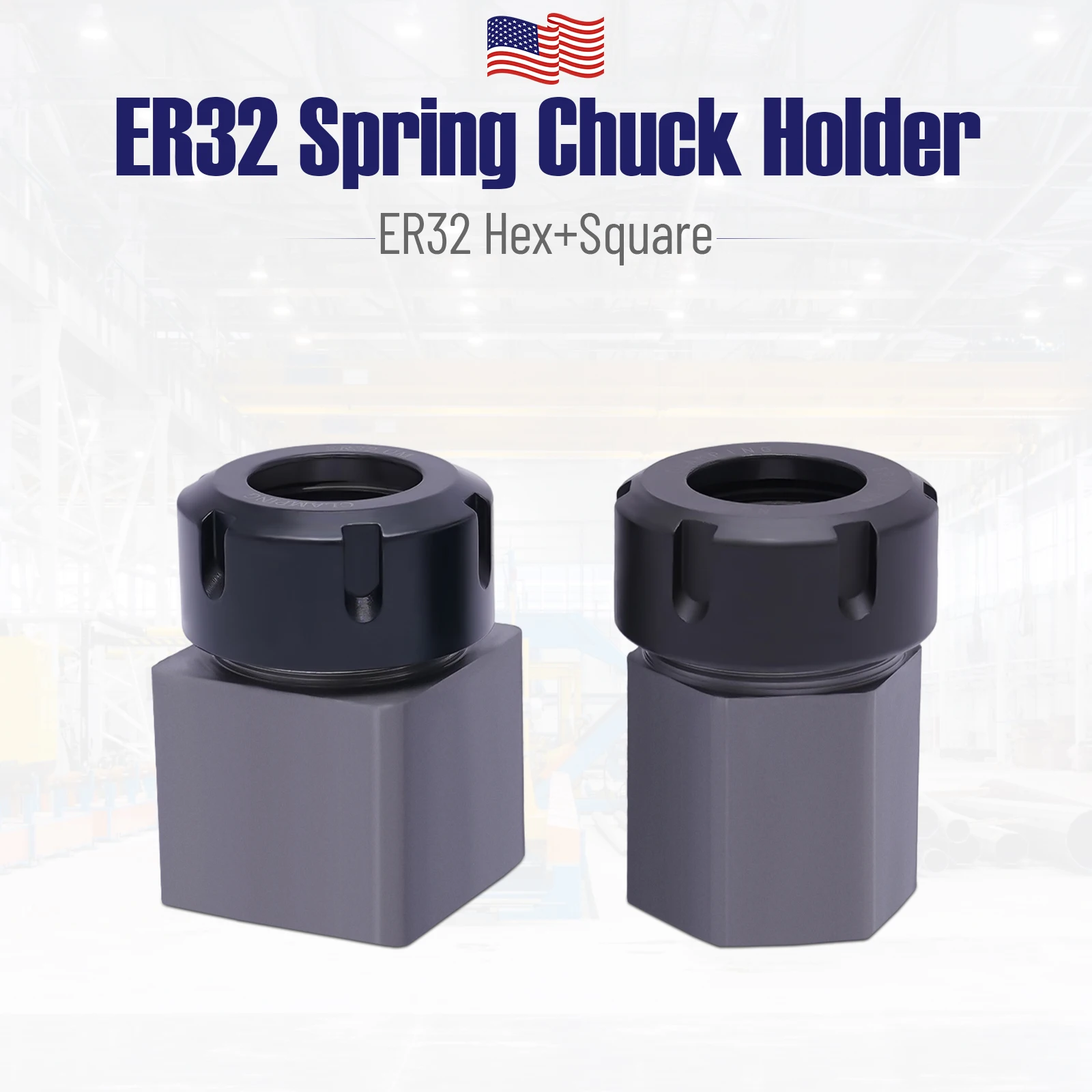 Hex & Square ER-32 Collet Block Spring Chuck Holder Set For CNC Milling Machine