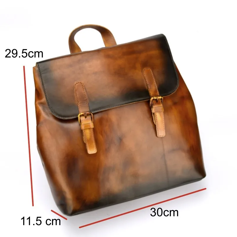 Fashion Cowhide Genuine Leather Knapsack For Women Vintage Casual Large Capacity Backpack Lady Travel Bag School Bag Coffee T511