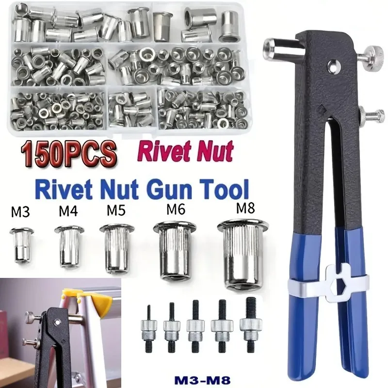 150pcs M3-M8 Rivet Nuts Gun Mandrel