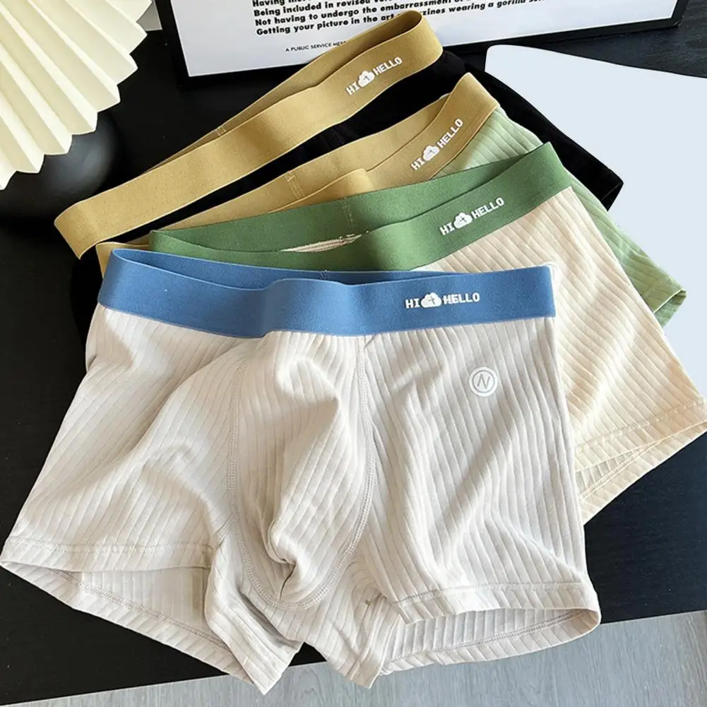 Men Boxer Briefs Basic Design Boxer Briefs Men's Breathable Boxer Briefs with Elastic Waistband for Daily Wear Sleep Soft Cotton