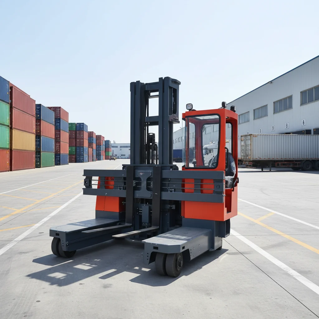 3Ton Four Directional Electric Reach Forklift 360 Steering 4-7m Lifting Side Loading Stacker for Factory Long Pipe Handling