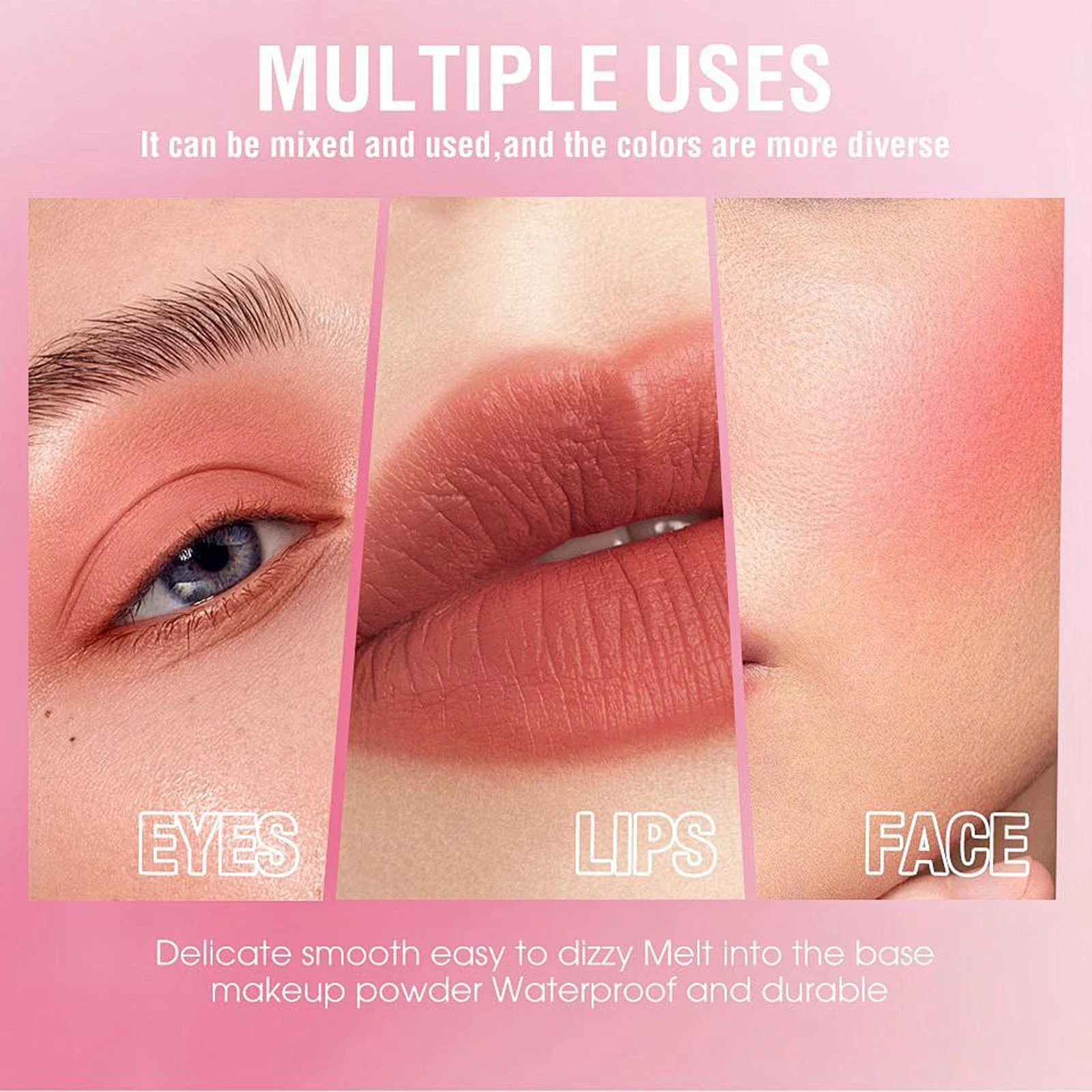 Naturalny matowy kremowy róż do policzków, długotrwały, wodoodporny, rozświetlający, wielofunkcyjny do ust, twarzy i policzków, monochromatyczny, nude.