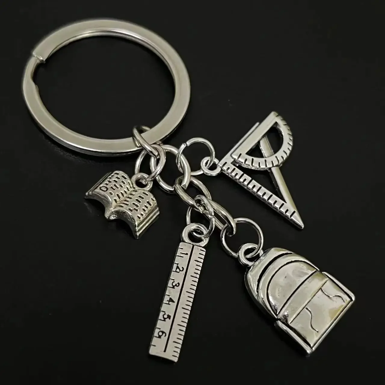 Popular Jewelry Pendant Alloy Keychain School Bag Compass Book Calculator Student Stationery Keychain Backpack Pendant Gifts