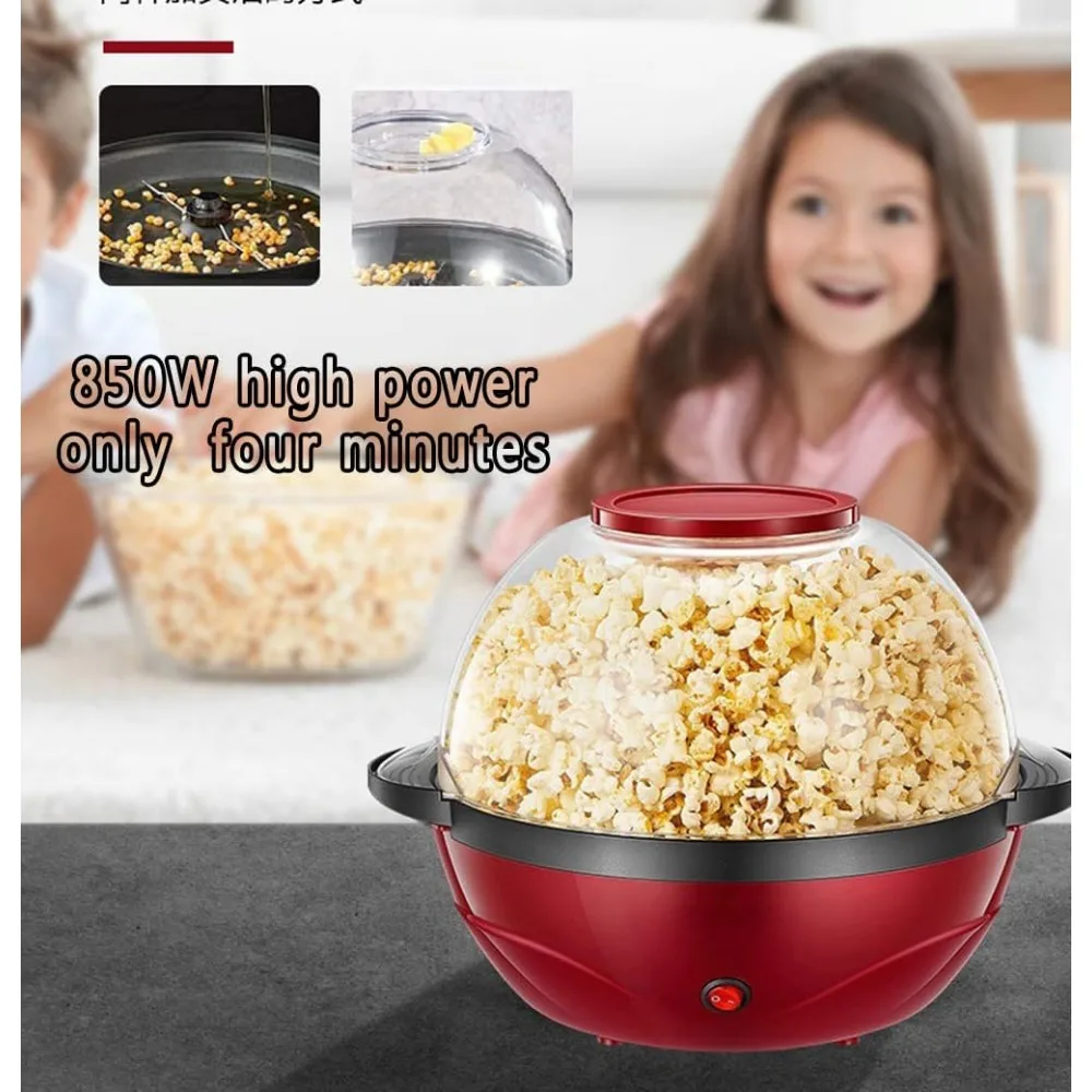 Popcorn Machine, 850W 3.6L Popcorn Popper Maker, Nonstick Plate, Electric Stirring with Quick-Heat Technology, Cool Touch Handle