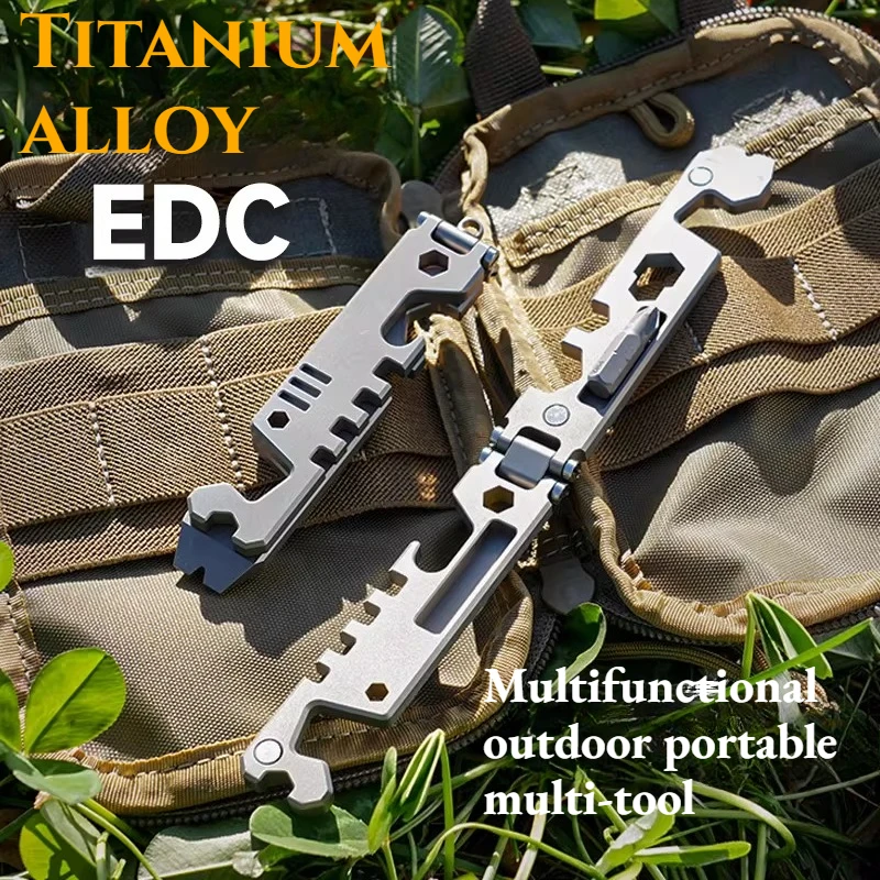 GR5 Titanium Alloy Multi-functional Portable EDC Tool Outdoor Emergency escape Pry Bar Wrench Bottle Opener Mini Ruler