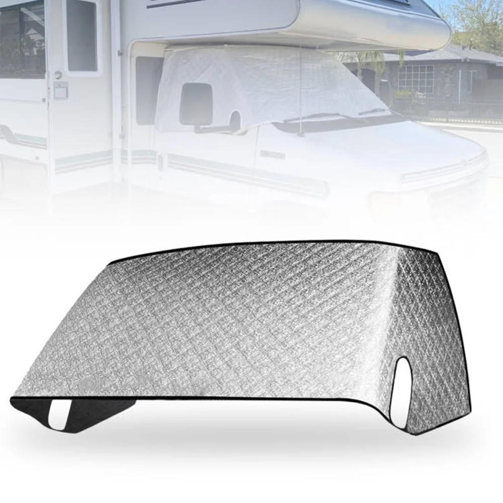 Motorhome Front Window Sunshade Cover Accessories For C-class Ford E450 RV Window Snow Cover Durable 4 Layers Mirror Cutouts