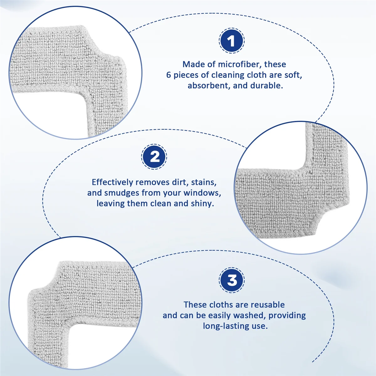 A43I 6 pièces Robot de nettoyage de vitres vadrouille chiffon de nettoyage serviette chiffon anti-poussière chiffon de nettoyage pour LIECTROUX YW910