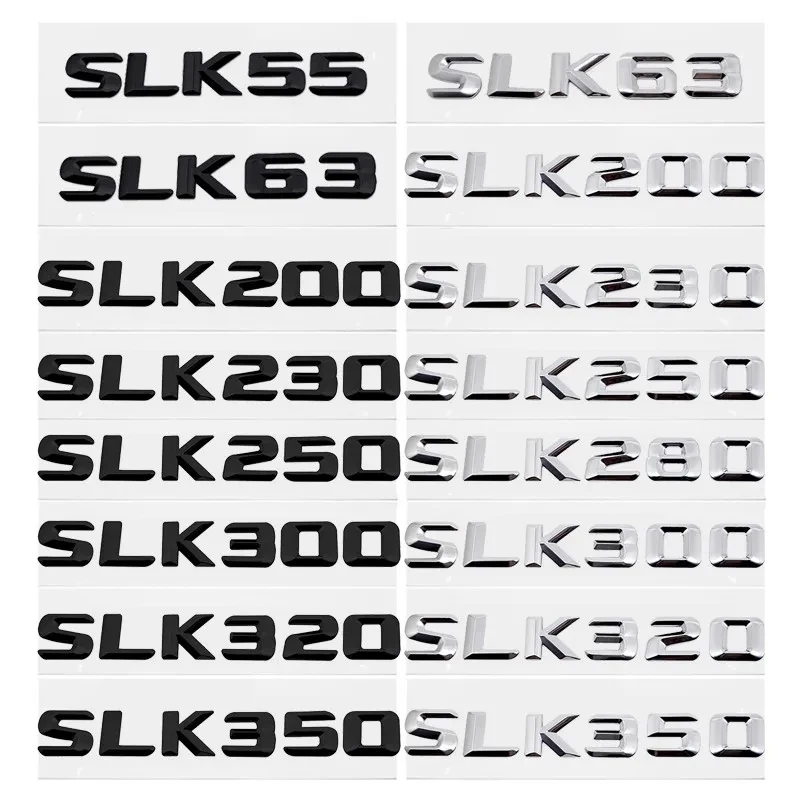 3D Logo SLK63 SLK55 SLK200 SLK220 SLK350 SLK250 SLK300 Emblem Letters Car Trunk Badge For Mercedes Benz R171 R172 Accessories