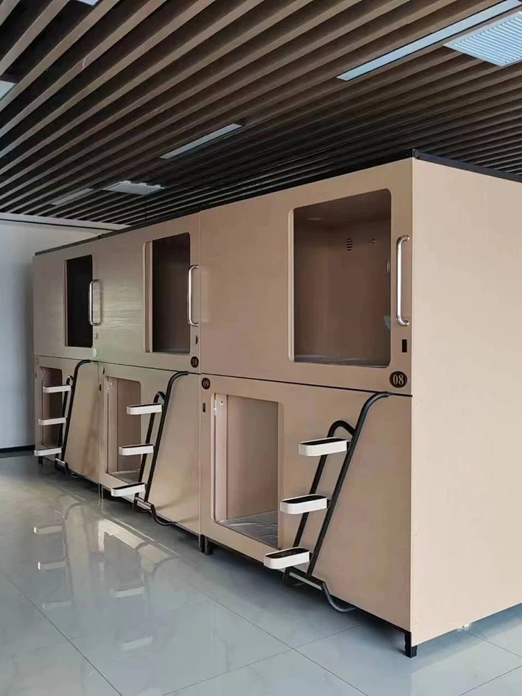 Wooden spacecraft bed, Japanese capsule room, top and bottom bunks, esports hotel accommodation bed