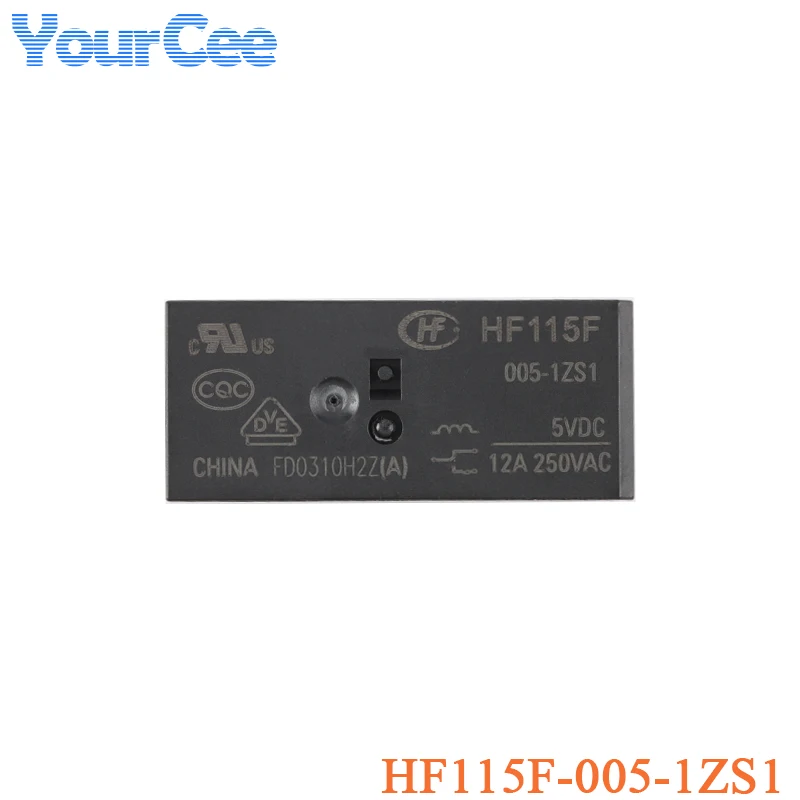 2PCS High Power Relay HF115F HF115F-005-1ZS1 HF115F-012-1ZS1 HF115F-024-1ZS1 1ZS1 DC 5V 12V 24V Foot Distance 3.5mm 5 Pin