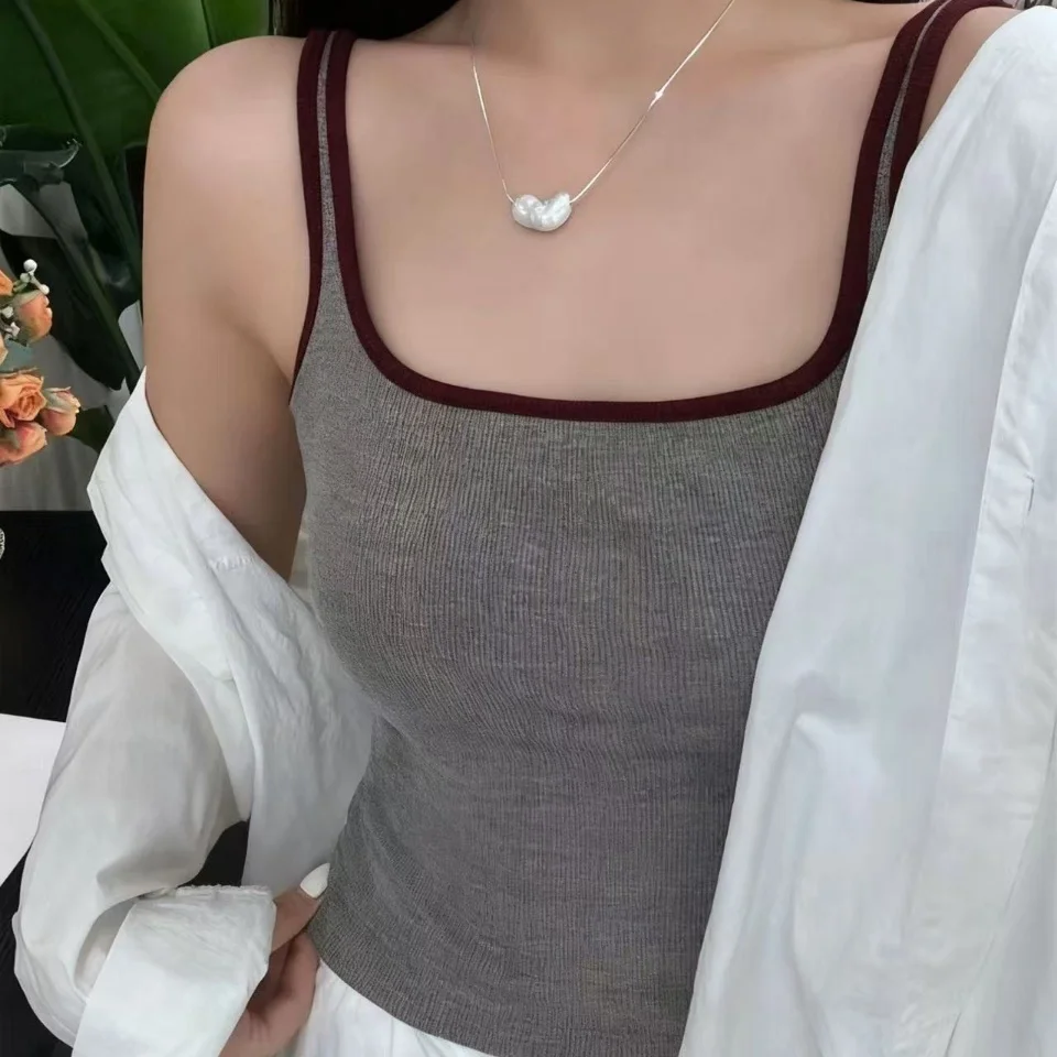 

Warm Fce Vest Women Slim Fit Square Collar Inteated Design Chest Pad ort H-ape Outerwear Daily Wear Cotton Blend