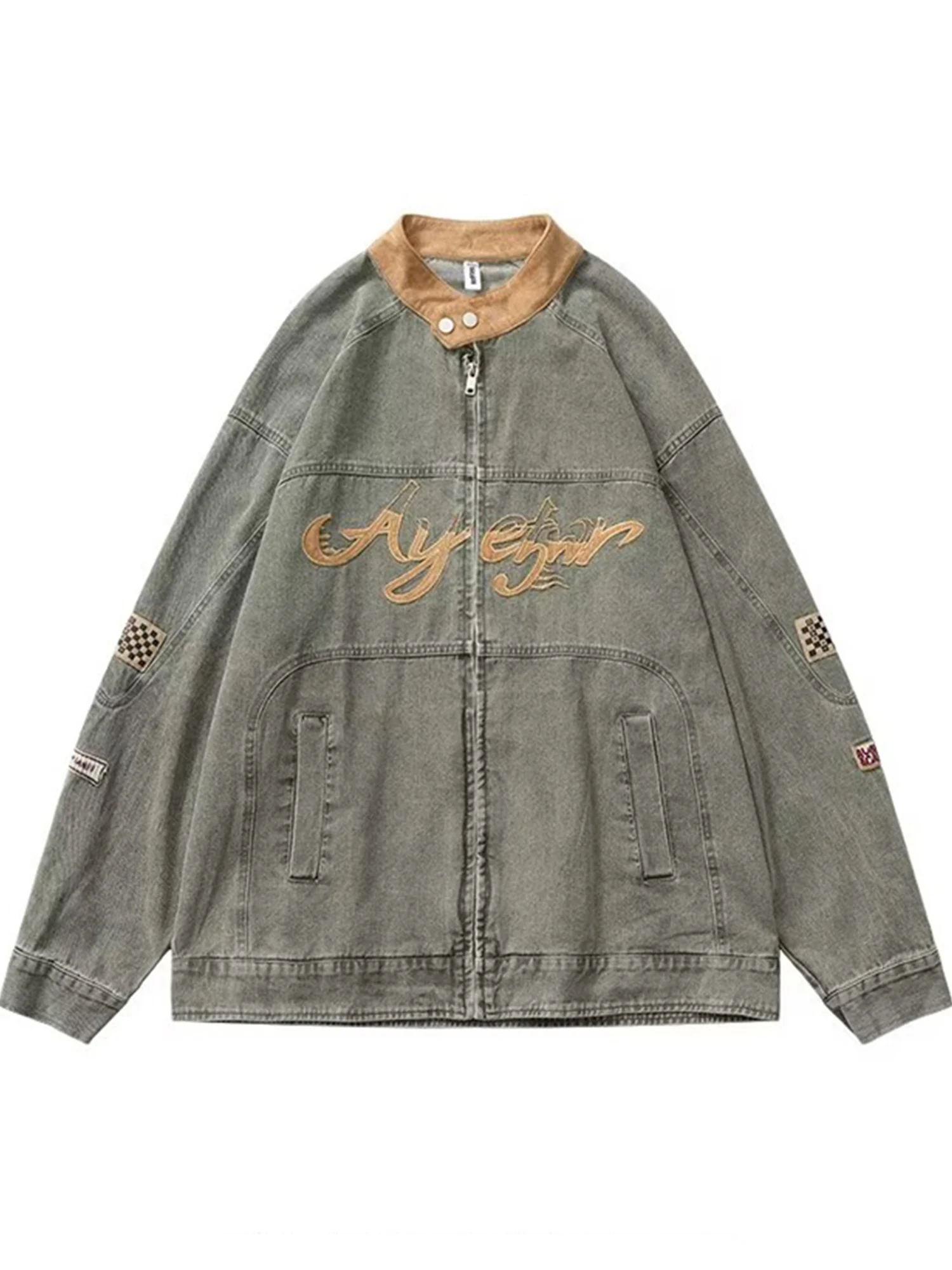 

Retro American Sle Motorcycle Jaet Men's Loose Spring Autumn Design Sensation Top Coat Polyester Cotton Blend