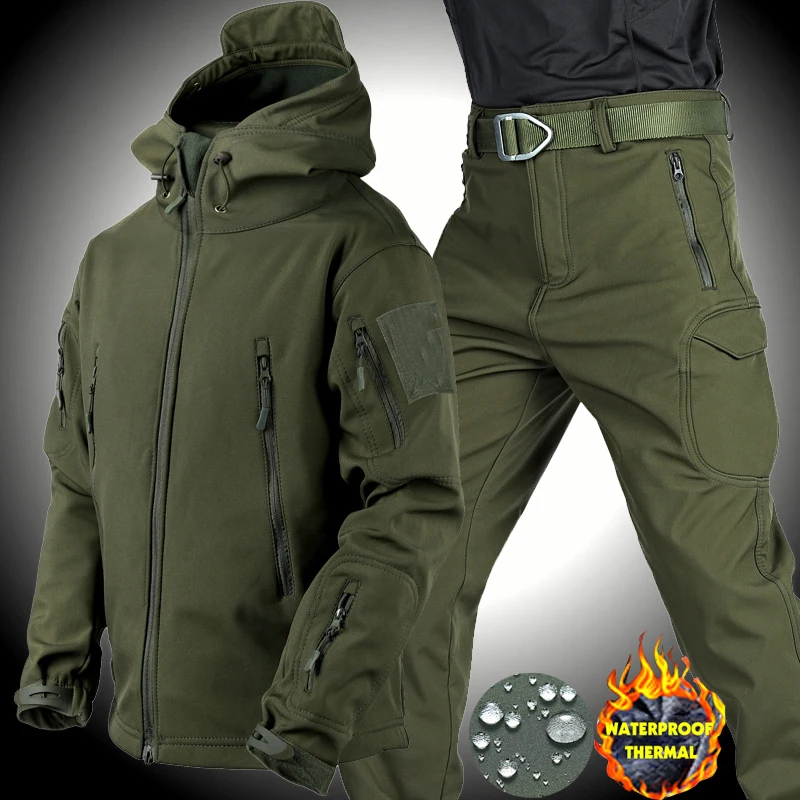 fleece-winter-waterproof-suit-hiking-men's-tracksuit-set-softshell-jacket-camping-thermal-jacket-tactical-suit-fishing-clothing