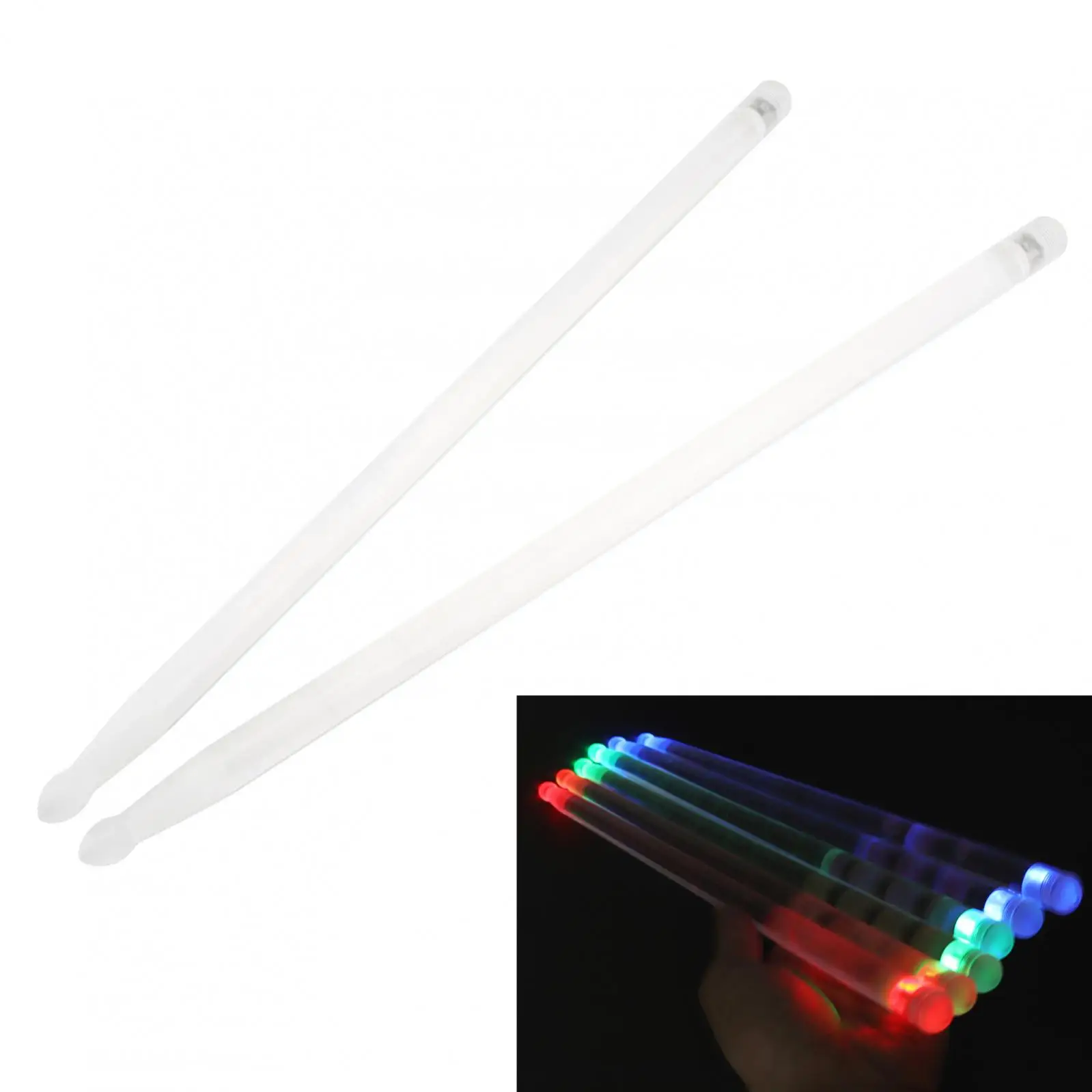 5A Drum Sticks LED Polymer Material Luminous Jazz Drumsticks for Stage Performance with 3pcs Flashing Lamp Beads