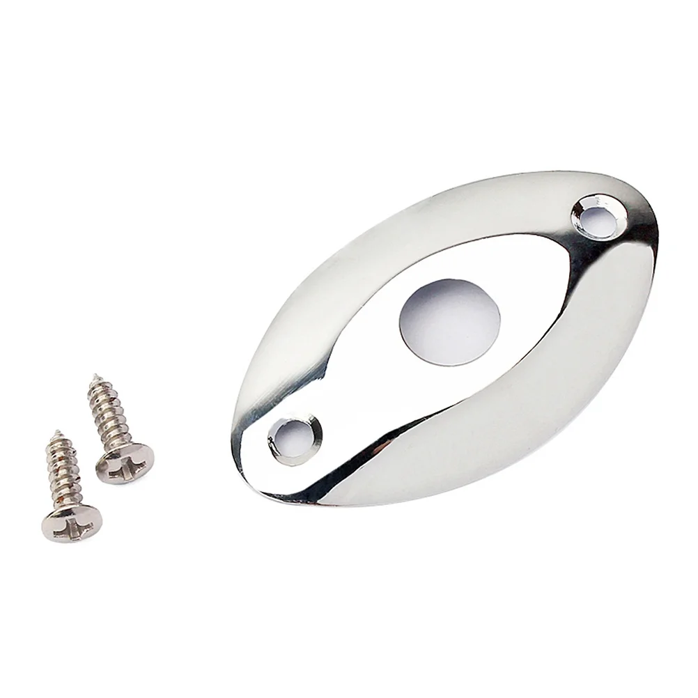 

Electric Guitar Bass Pickup Jack Socket Plate Oval Curved 1 4 Inch Nickel Plated Metal Jack Plate Mounting Screws Replacement