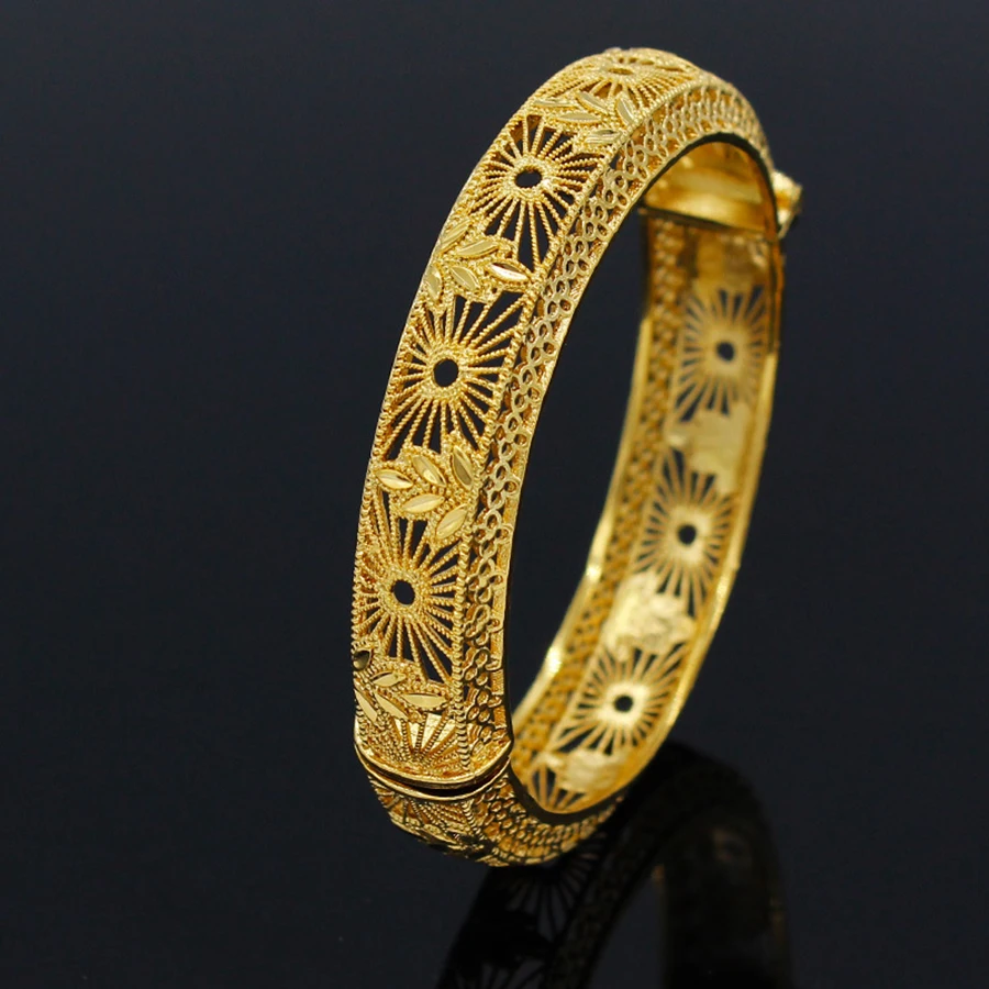 1pcs Alloy gold-Plated Bangles Middle East Dubai Fashion Jewelry For Summer Women Party Gift