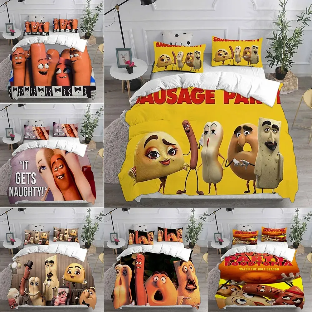 Sausage Party Bedding Sets Comforter Quilt Bed Cover Duvet Cover Pillow Case 2-3 Pieces Sets Kids Adult Size