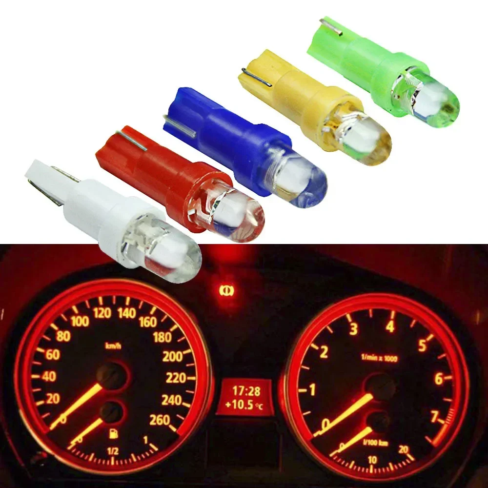 10PCS Car Interior T5 LED 1SMD Dashboard Wedge Car Light t5 Bulb Lamp 12V Yellow/Blue/Green/Red/White Dropshipping Wholesale