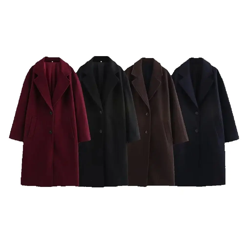 

Европейский и американский стиль, осенне-зимний новый продукт, женская одежда, универсальная смесь, свободное пальто с длинными рукавами и лацканами, куртка