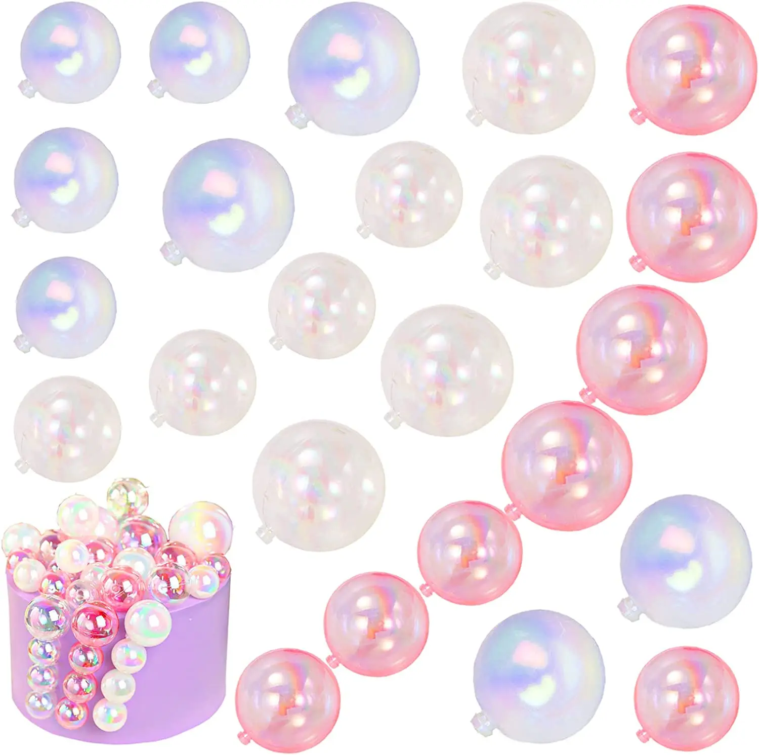24 Stück Bubble Balls Mini Ballon Kuchen Topper Perle Einsatz Cupcake DIY Dekoration für Hochzeitstag