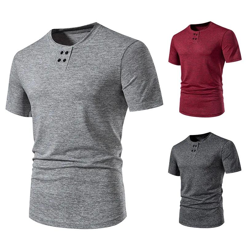 

2024 American Tough Guy Style Short Sleeved T-shirt Fitness Stretch Breathable Sweatshirt Solid Color Base T-shirt Trend