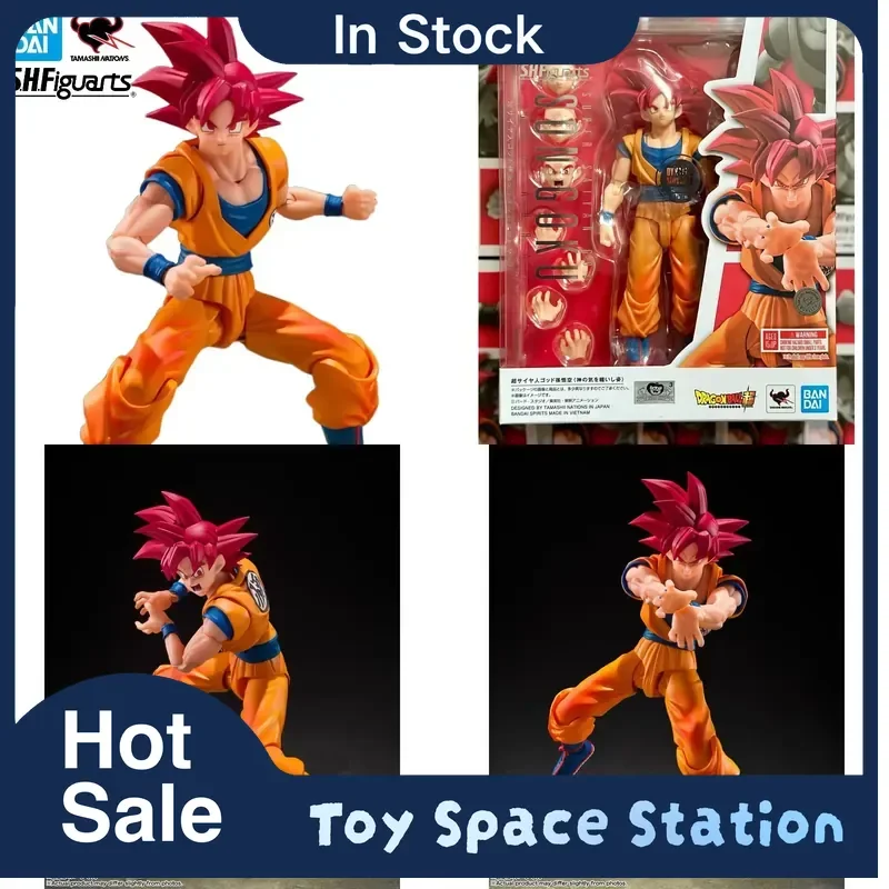 Original bandai sh figuarts dragon ball Super Super Saiyan God Son Goku 3.0 New Body Figure 14.5cm In Stock