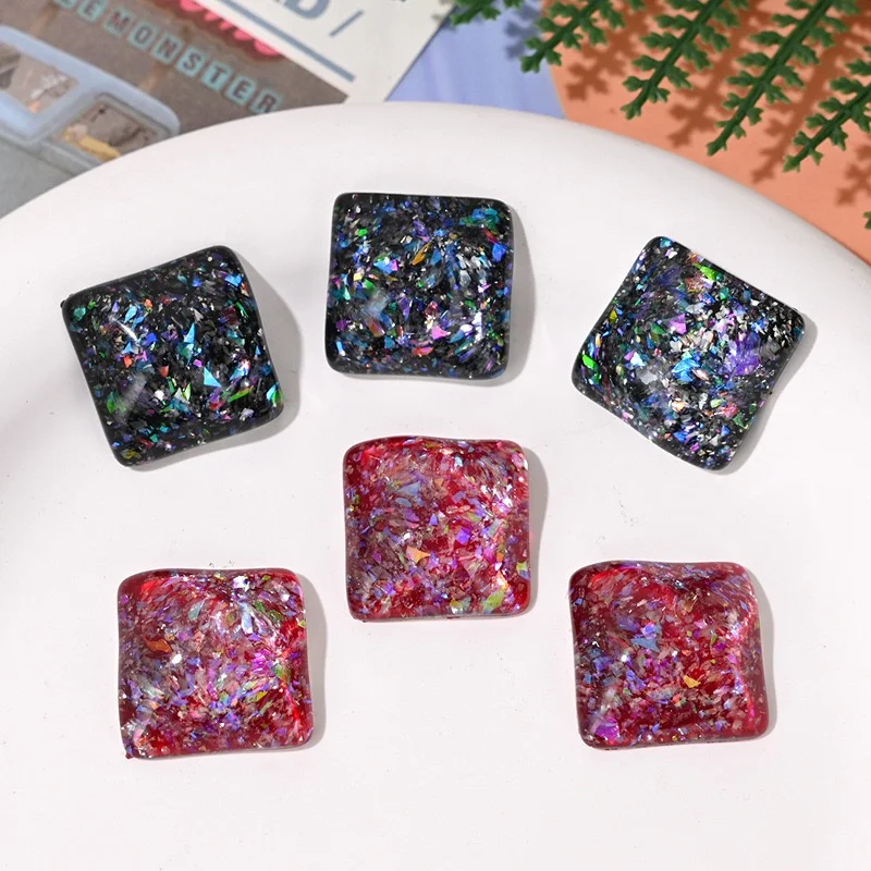 Wholesale 50pcs/lot color effect 20mm geometry square shape resin cabochon beads diy jewelry garment hair accessory