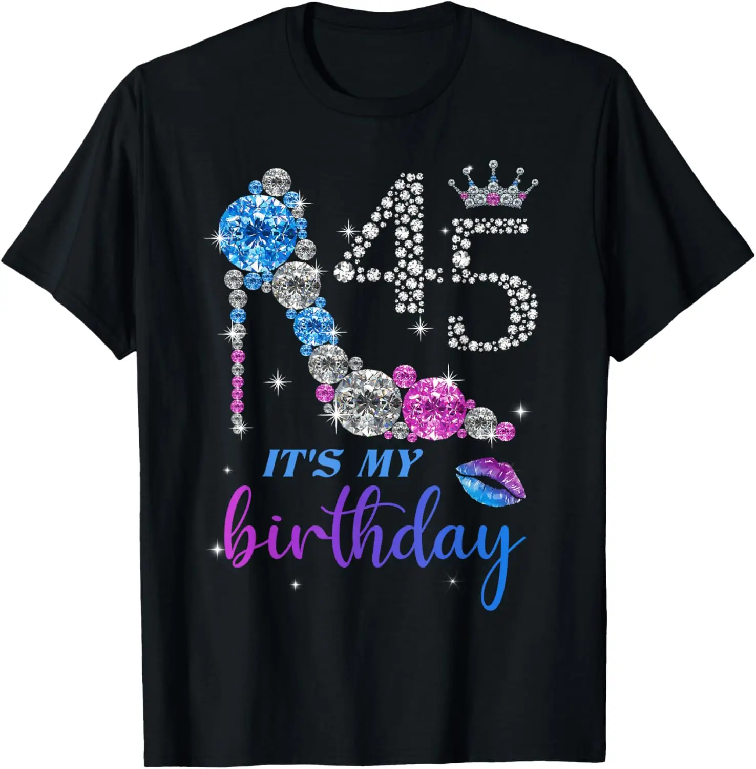 Women It's My 45th Purple Shoe Crown Happy 45th birthday T-Shirt