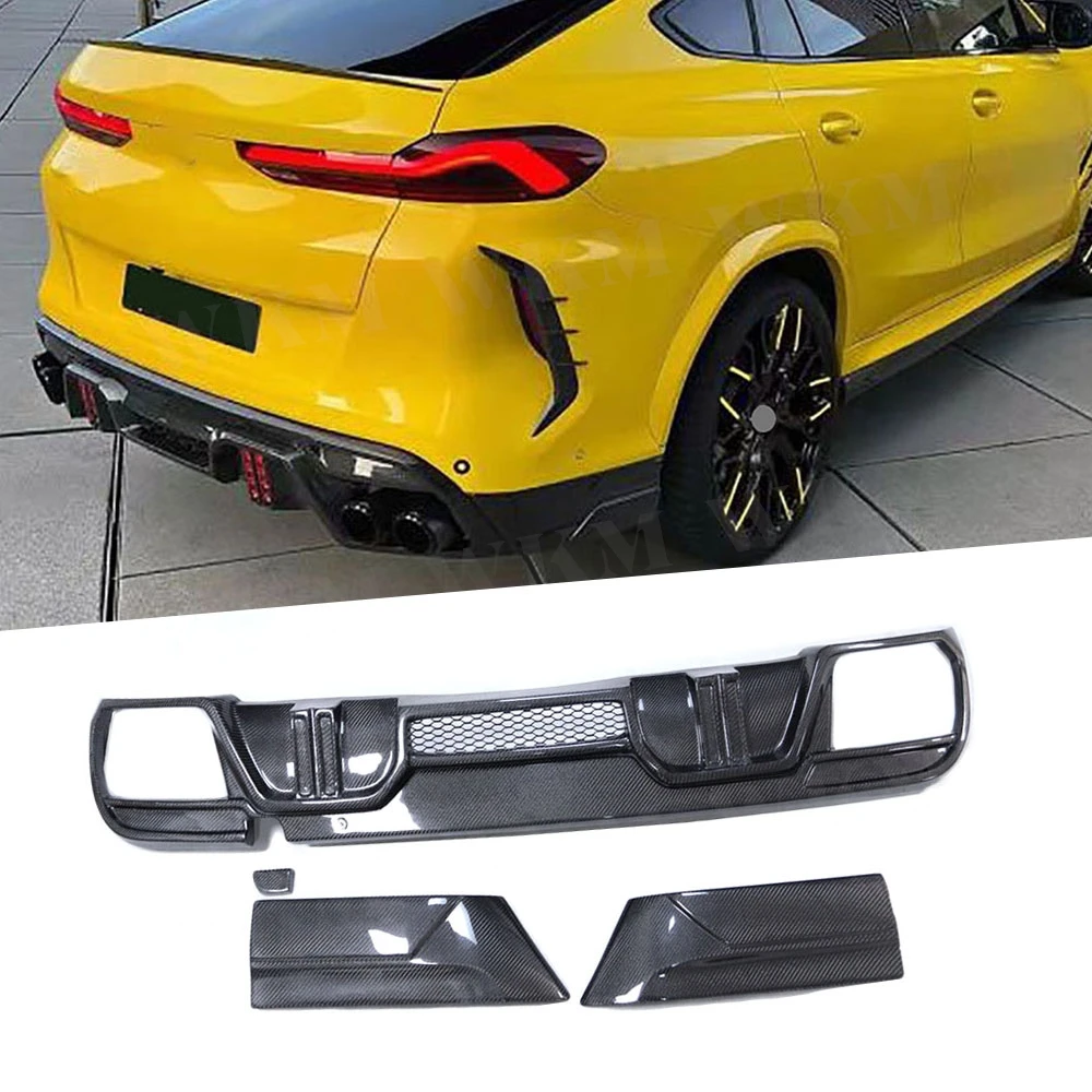 

For BMW F96 X6M Carbon Fiber Car Rear Bumper Lip Diffuser Rear Splitters Spoiler Rear Lip Bodykit Car Bumper Guard FRP 2019-2022