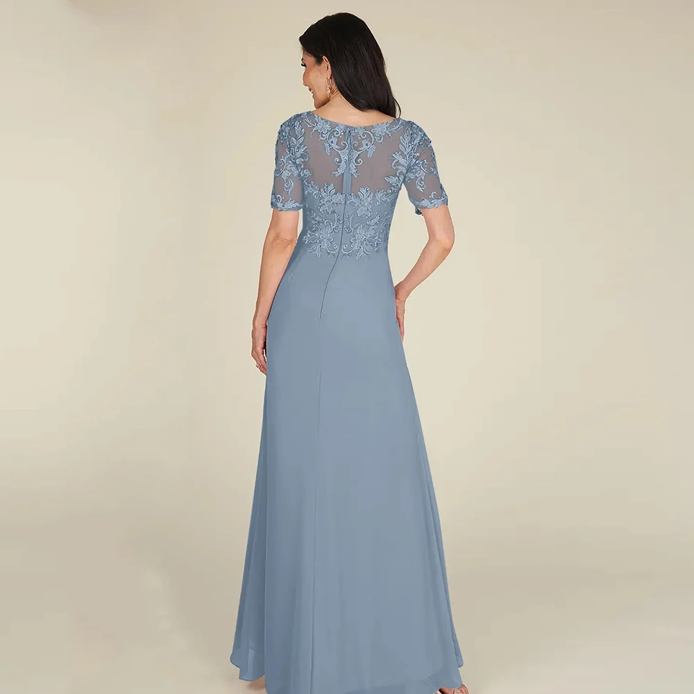 Half Sleeve Strapless Mother of Bride Dresses with Lace Beach Chiffon Wedding Party Dresses for Women 2024 Summer Vestido De