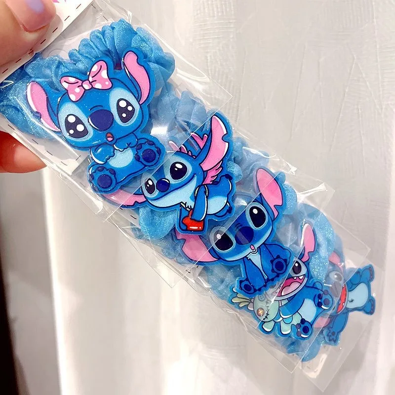 5/10 pcs Disney Stitch Anime Hair Tie Children's Accessories Hair Band Kawaii Stitch Figure Doll Girls Head Rope Kids Toys Gifts