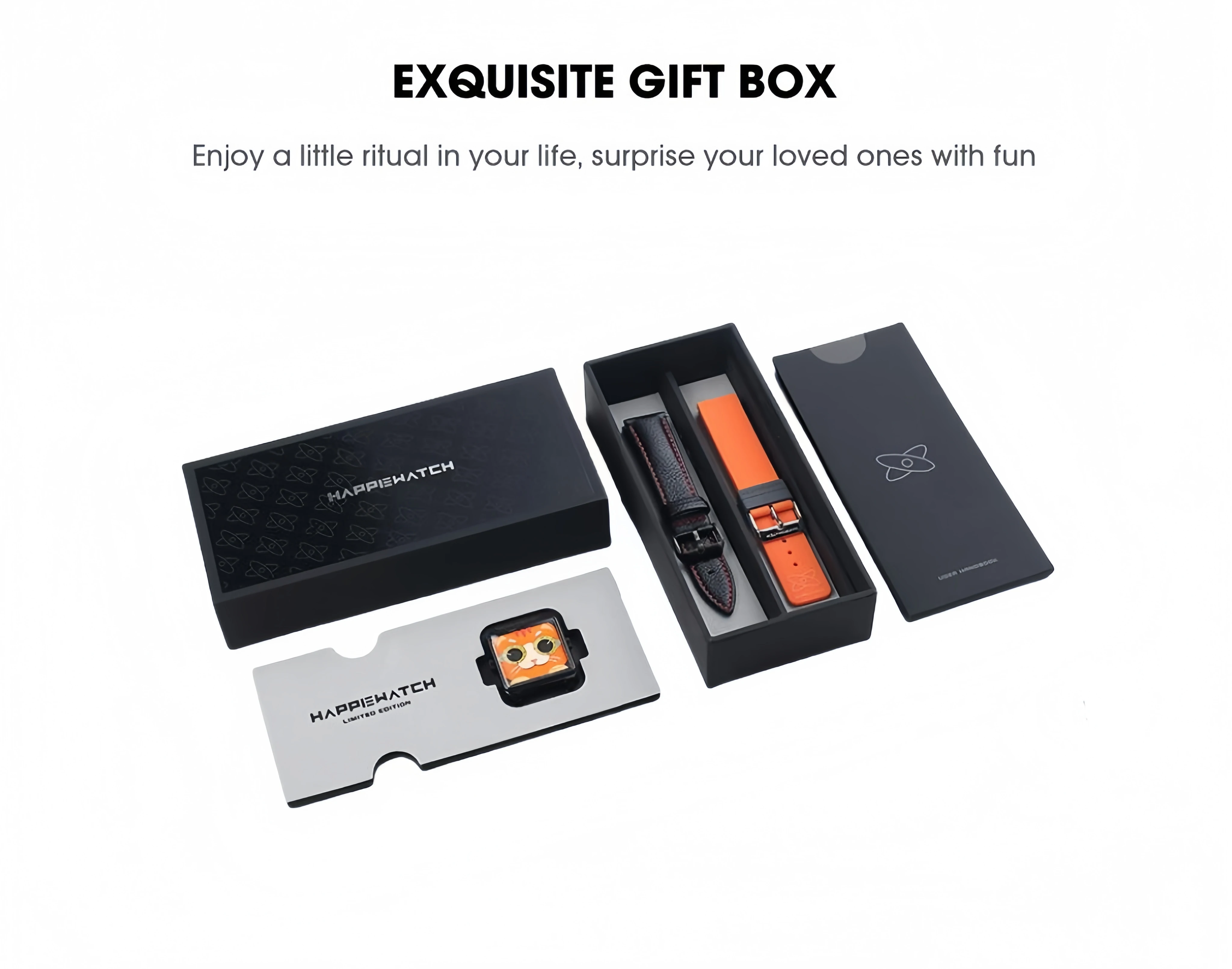 ساعة HappieWatch Ginger Cat كاجوال كوارتز للنساء، إكسسوار ساعة يد عصرية باللون البرتقالي والأحمر الناري #6