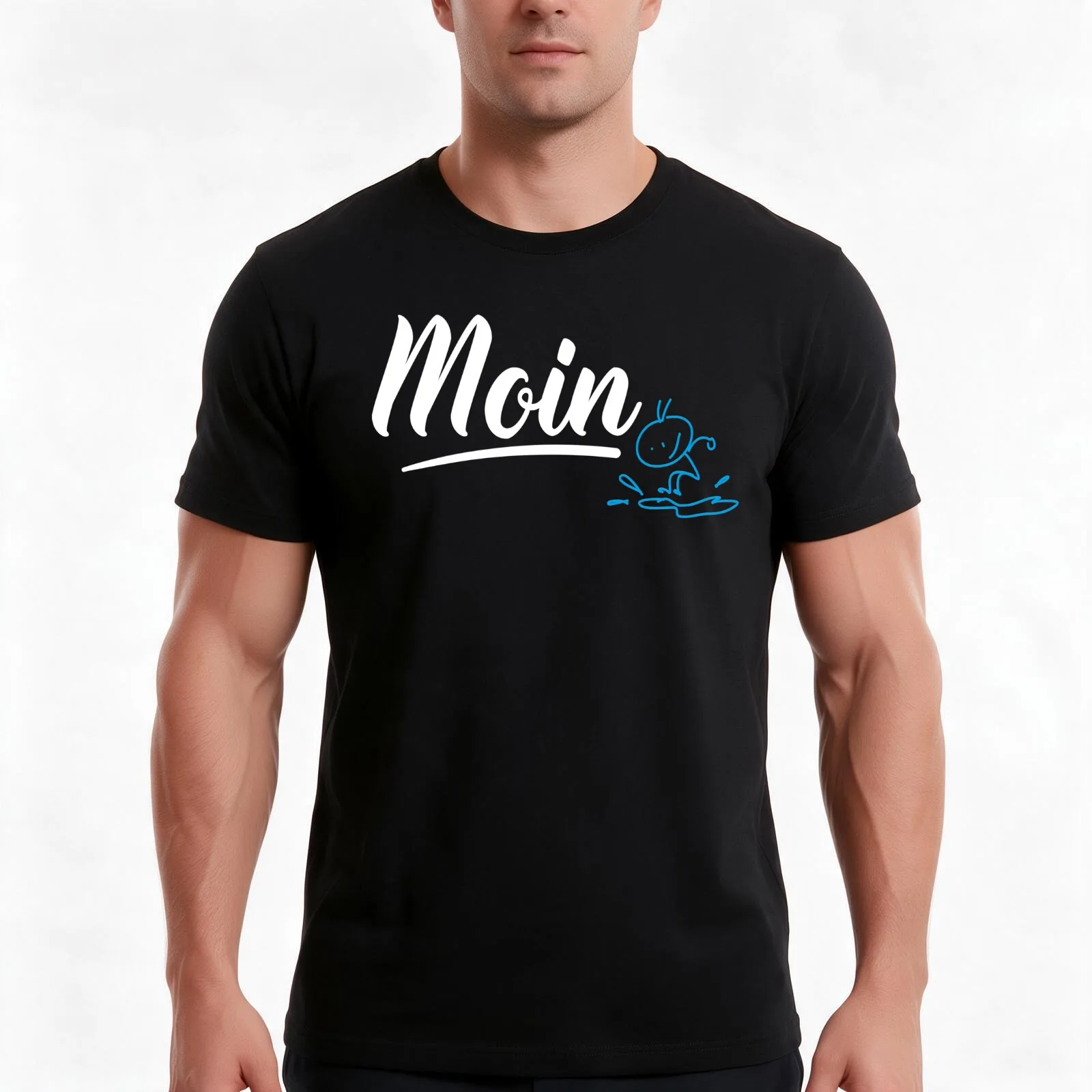Moin Greeting Northern Germany T-Shirt, Summer Casual Cotton Tee, Oversized Streetwear Tops, Vintage Graphic Print, 100% Cotton