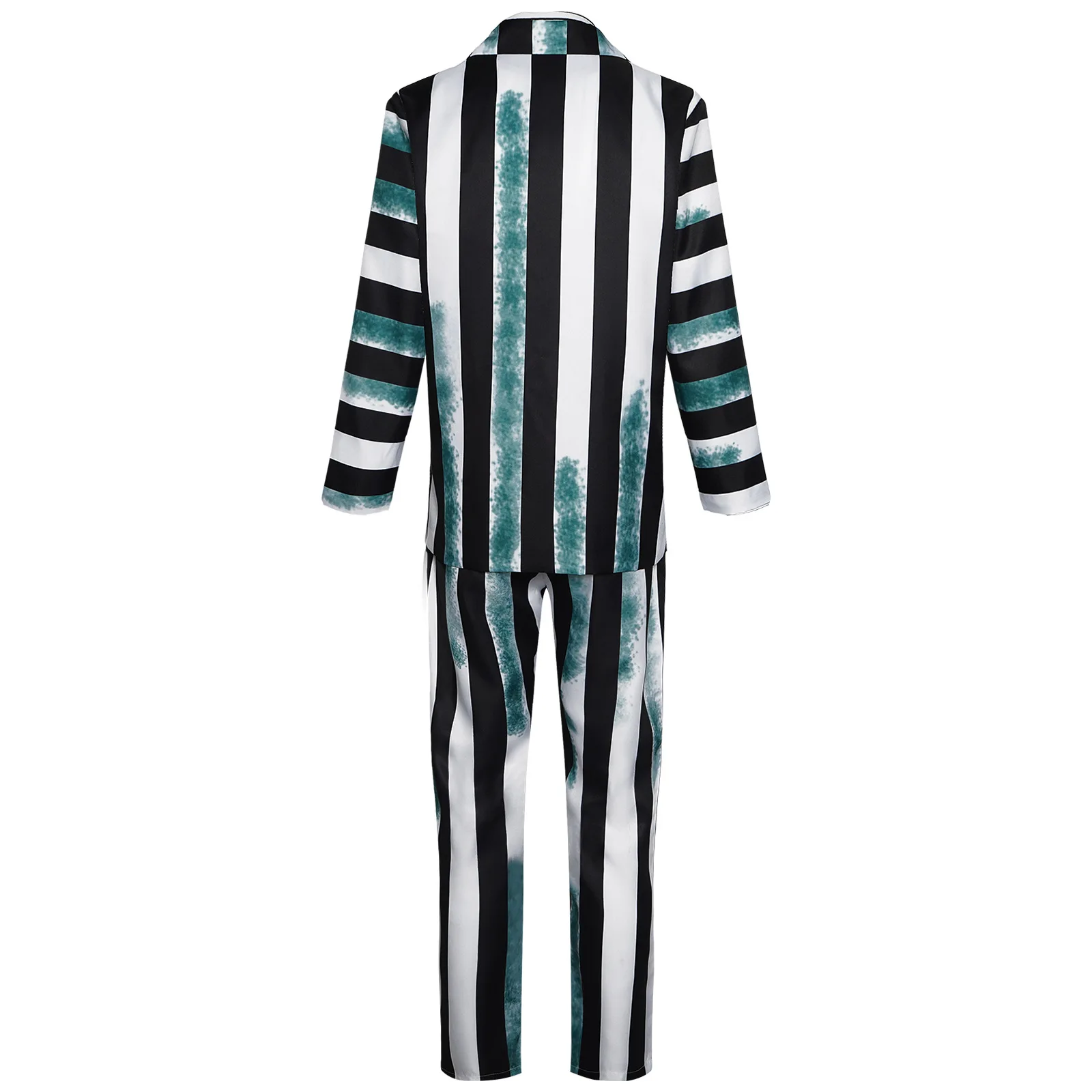 Infernal mage cosplay costume, Beetle juice, Michael Keaton green black and white striped cosplay stage performance costume