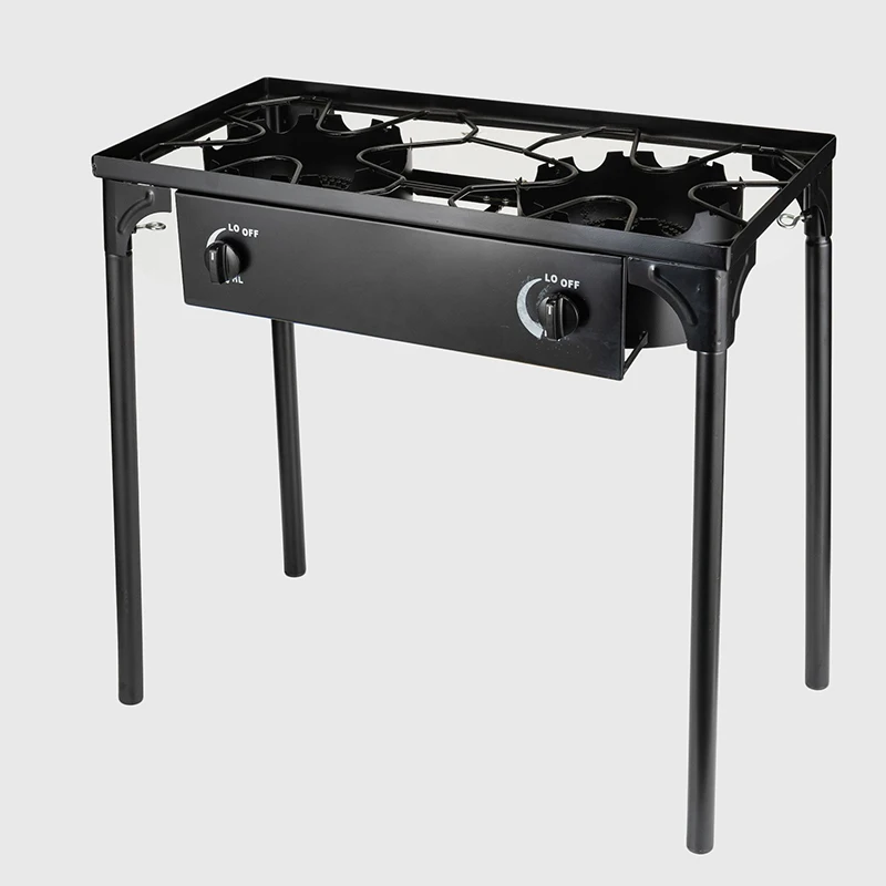 Dubbele Kop Hogedruk Outdoor Gasfornuis 20psi Drukverlagende Klep Buiten Kachel Energiebesparing Gasfornuis Vloeibaar