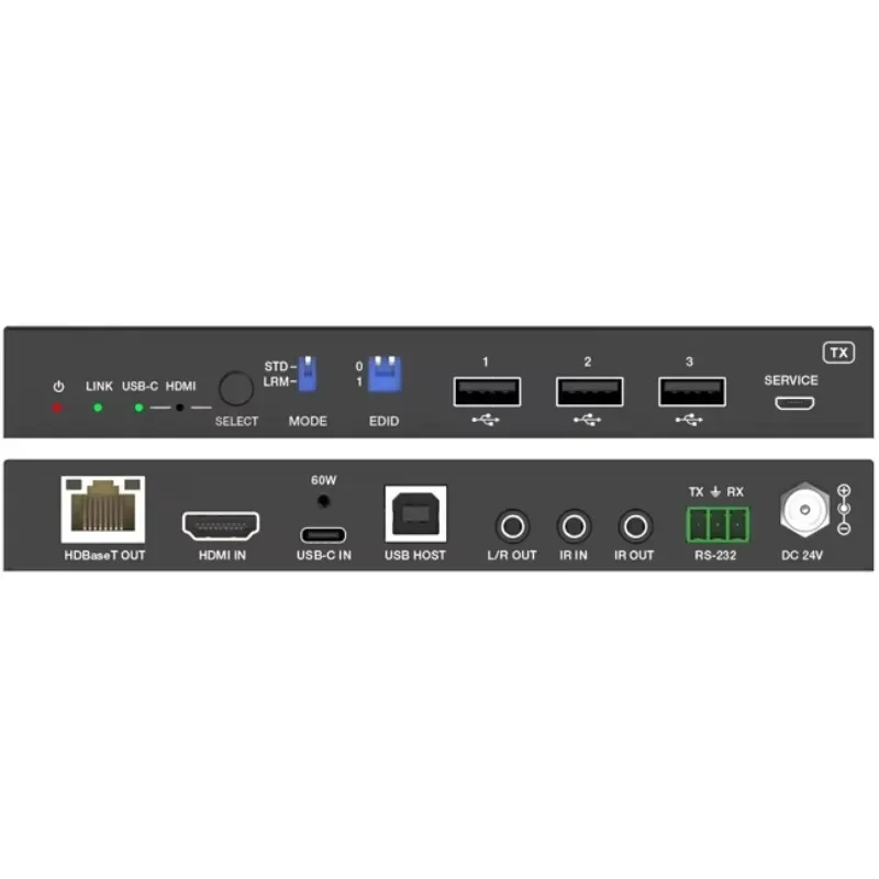 متوفر في المخزون 18 جيجابت في الثانية HDMI USB-C عبر HDBaseT 3.0 موسع يصل إلى 100 متر مع USB 2.0 يدعم التحكم في أوامر API لـ Sys المسرح المنزلي