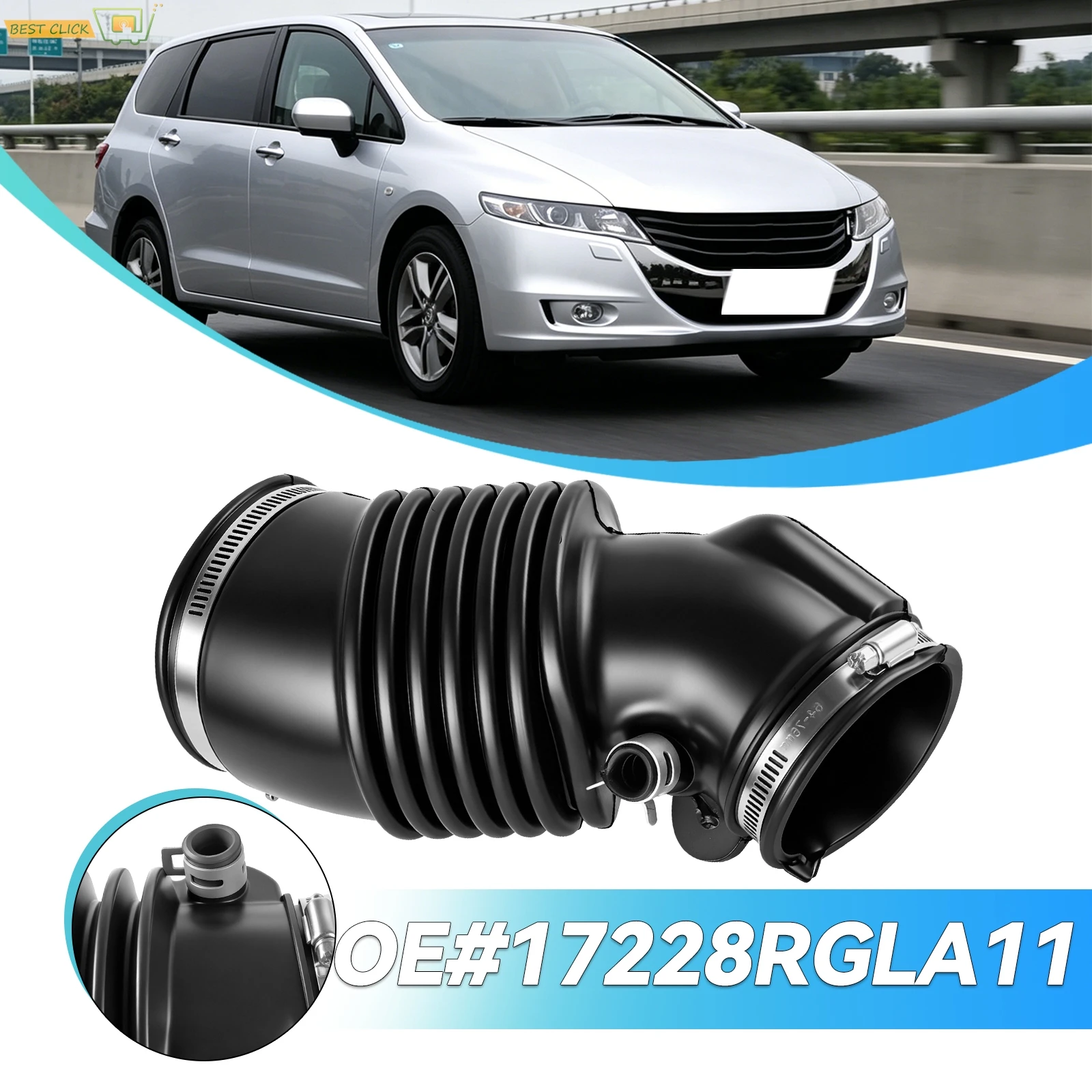 Engine Air Intake Hose With Clamps 17228RGLA11 For Honda Odyssey 3.5L 2007-2010 Cleaner Tube Replacement