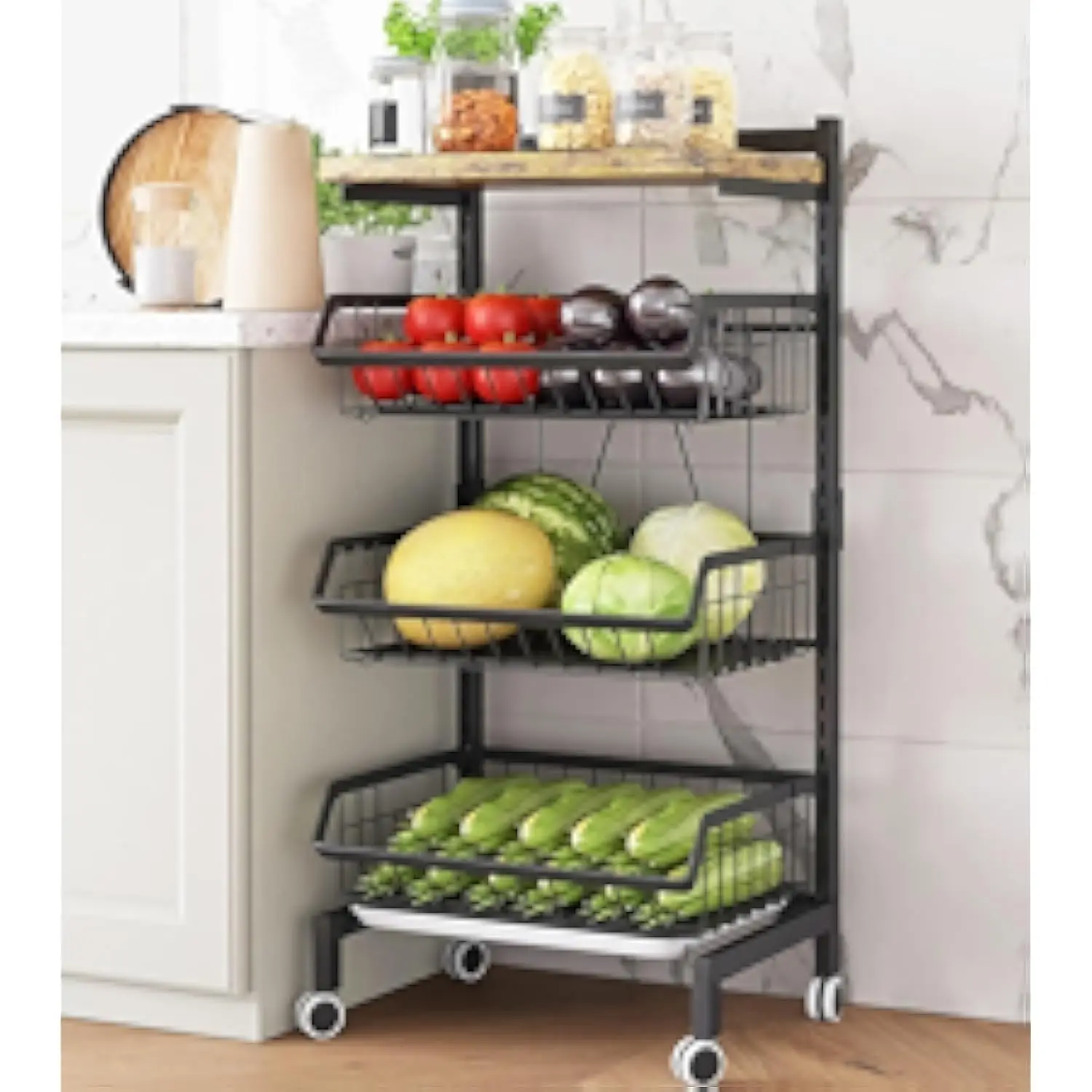 Kitchen Baker s Rack with Flip Door Cabinet  5 Tier Microwave Stand with Pegboard Accessories for Garage Pantry Home Kitchen