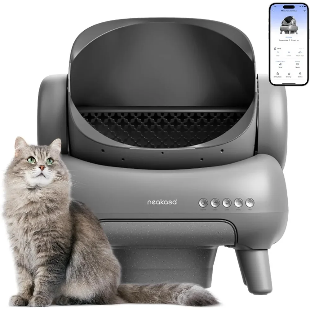 M1 Open-Top Self Cleaning Cat Litter Box,Automatic Cat Litter Box with APP Control, Odor-Free Waste Disposal Includes Trash Bags